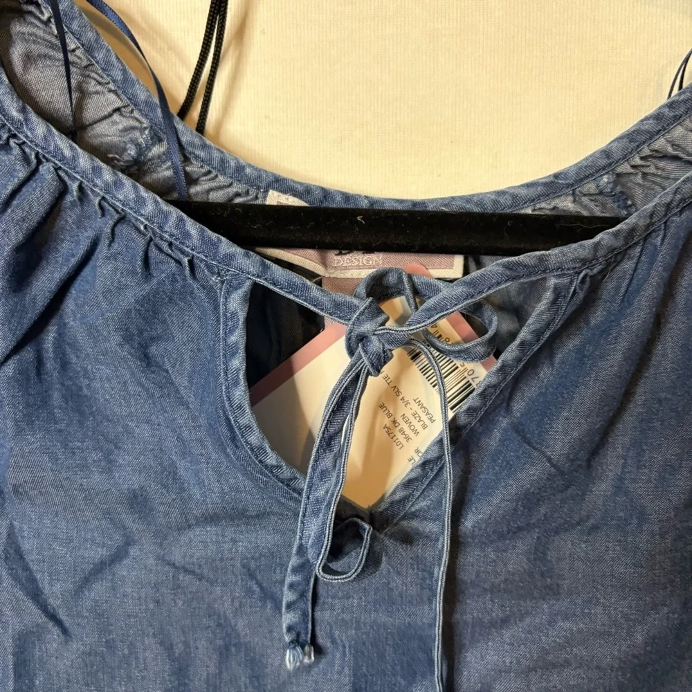 By Design Blue Lyocell Peasant Top - Picture 3 of 6